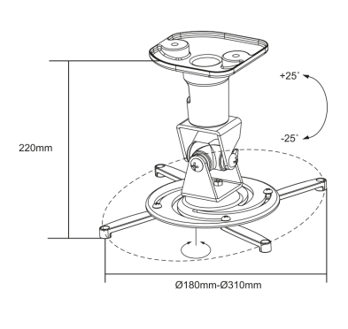 Support LogiLink Vidéo-Projecteur fixable au plafond BP0003 220 mm SUPLL_BP0003 - 3