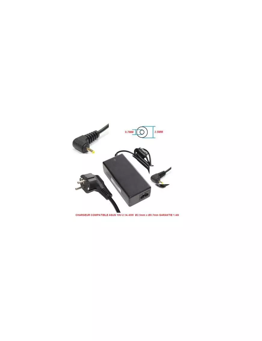 Chargeur Compatible Asus 19V 2.1A 40W 2.5/0.7mm Générique - 1