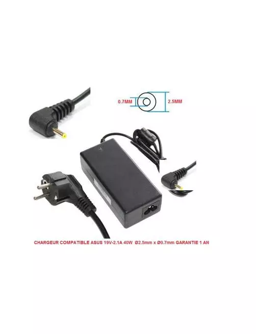 Chargeur Compatible Asus 19V 2.1A 40W 2.5/0.7mm Générique - 1